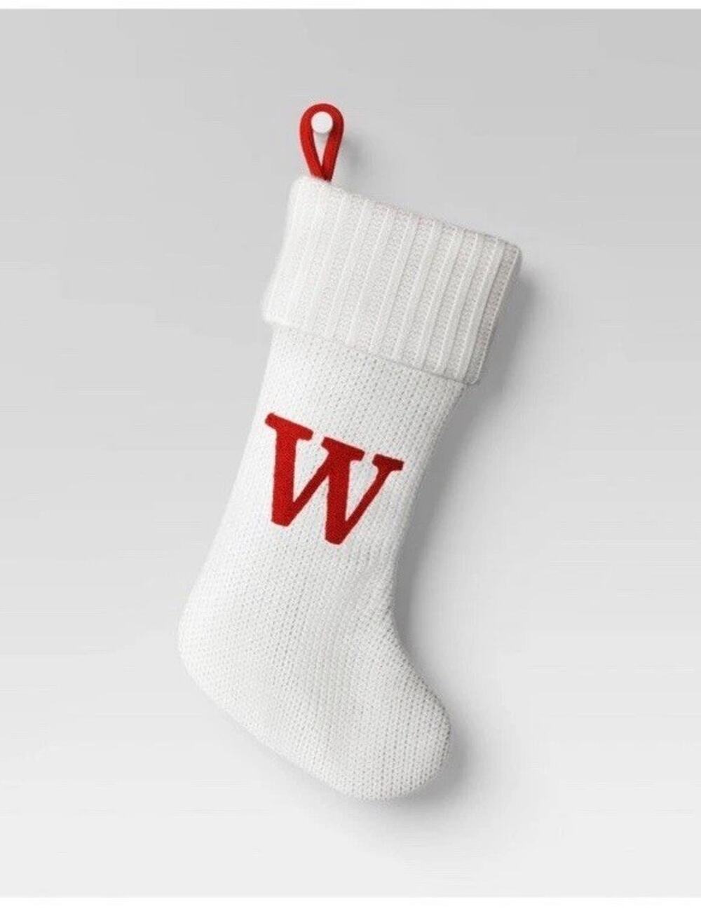 Knit Monogram Christmas Stocking White W - Wondershop